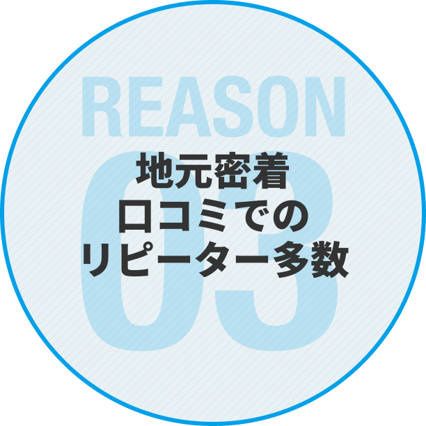 地元密着口コミでのリピーター多数