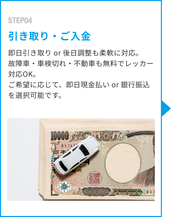 引き取り・ご入金
